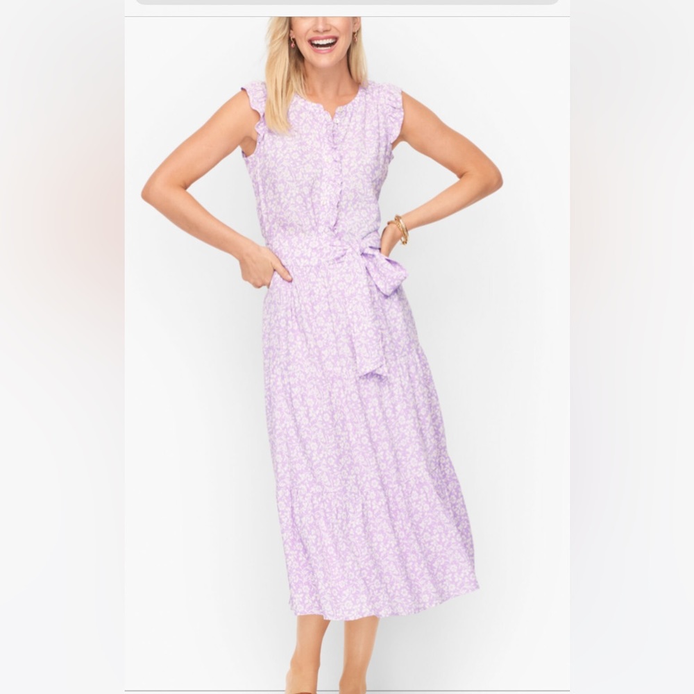 Talbots floral tiered dress 10 petite